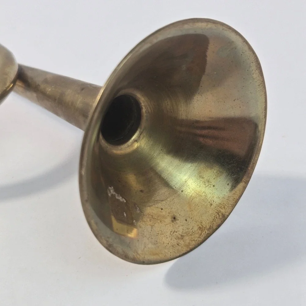 Vintage Brass Bugle Horn Small Decorative Trumpet Antique Style Instrument 8.5